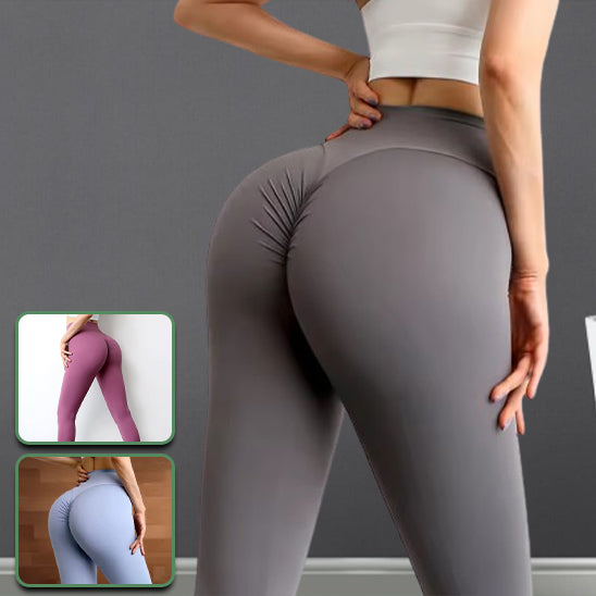 Femme montre leggings gris mauve et bleu