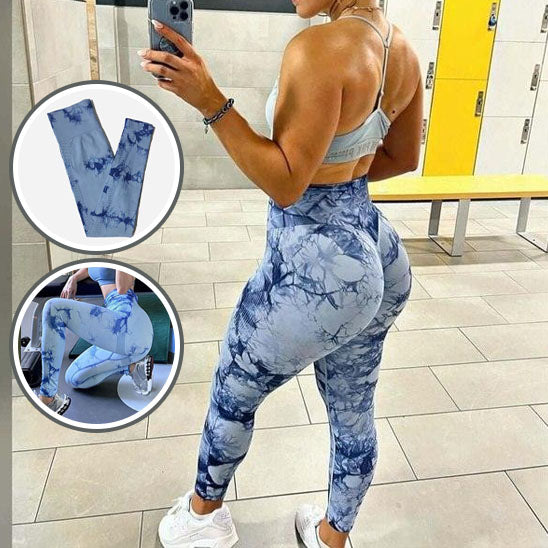 femme porte des leggings bleu 
